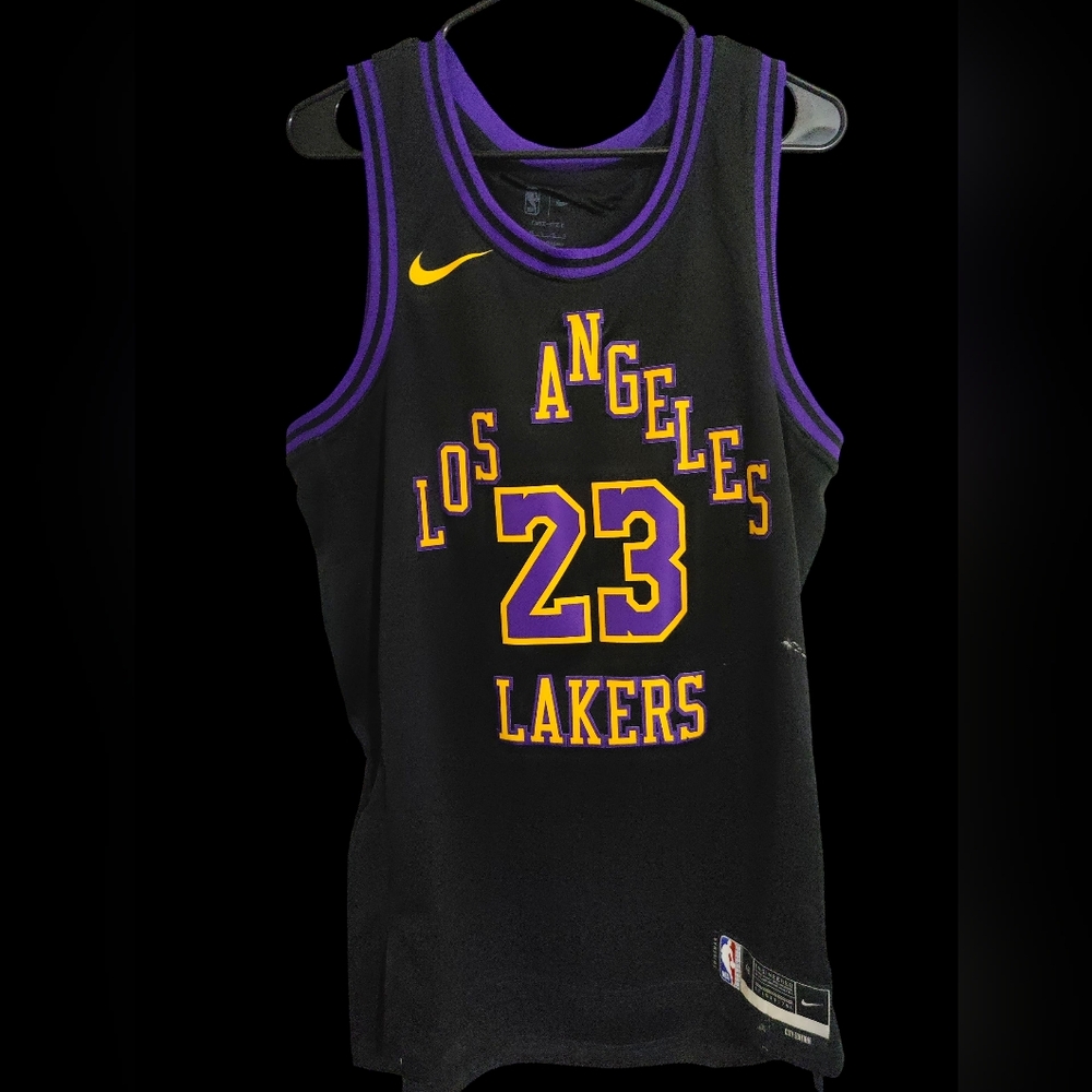 Nike NBA Lebron James #23 Black&Purple Los Angeles Lakers "City Edition" Jersey